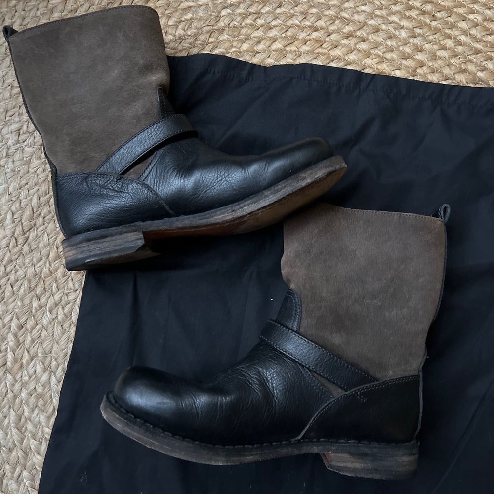 rag & bone Two-Tone Black and Brown Leather Women's Moto Boots - Picture 5 of 7